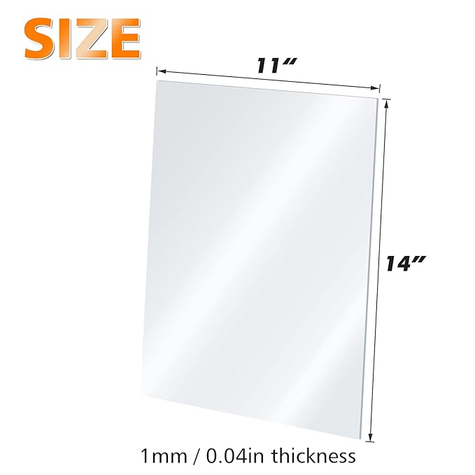 Egofine Plexiglass Sheets Acrylic Sheets 6 Pack of 11x14’’ 0.04 Thick Clear Plastic Cast Transparent Plexi Glass for Crafting Projects, Replacement Picture Frame Glass, DIY Display, Easy to Cut