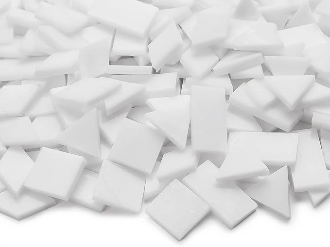 Lanyani Multi-Color Glass Mosaic Tiles - Mixed Shapes, 200 Pieces, Regular White