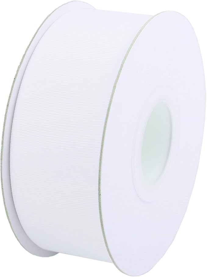 ITIsparkle 11/2" Inch Grosgrain Ribbon 25 Yards-Roll Set for Gift Wrapping Cake Decoration Party Favor Hair Braids Hair Bow Baby Shower Decoration Floral Arrangement Craft Supplies, White Ribbon