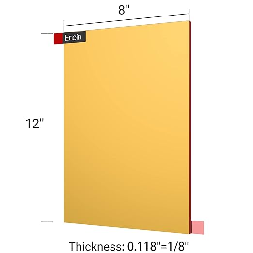 Enoin 8 x 12 Inch Gold Acrylic Sheet - Cut to Size Plexiglass Sheets 1/8 inch Thick, Small Wall Mirrors for Wall Decor DIY Craft Acrylic Sign