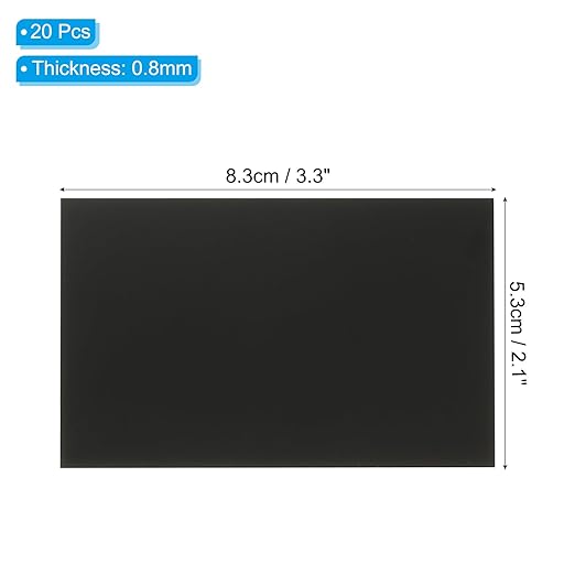 PATIKIL 2.1x3.3 Inch Anodized Aluminum Sheet Metal, 20Pcs Laser Plates Engraving Blanks 0.5MM Thin Rectangle for Crafting DIY House Laser Engraving, Black