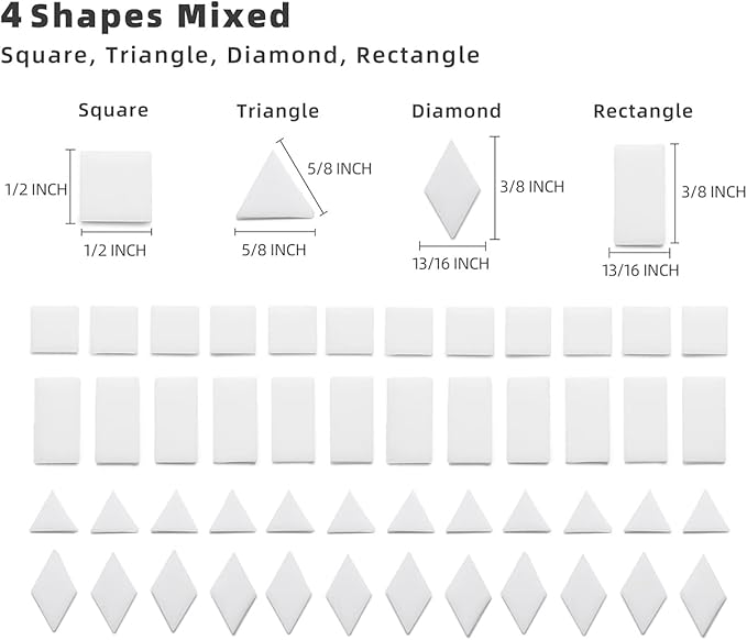 Lanyani Multi-Color Glass Mosaic Tiles - Mixed Shapes, 200 Pieces, Regular White