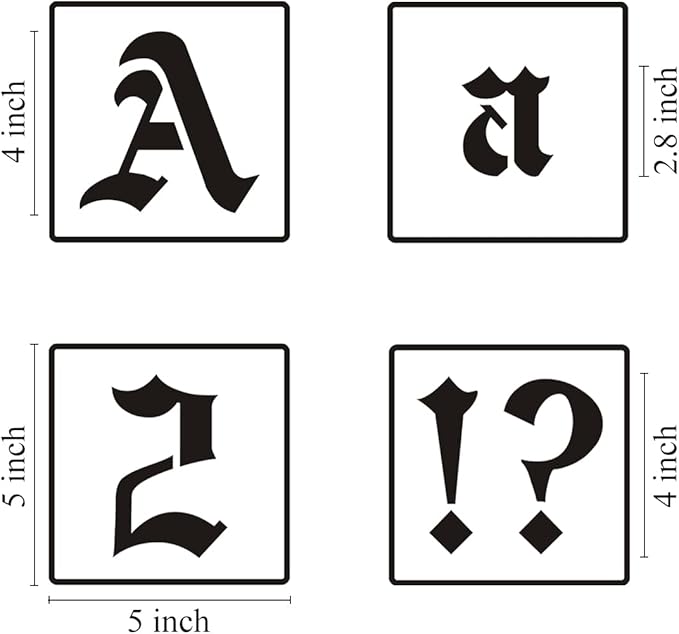 4 Inch Alphabet Letter Stencils for Painting - 70 Pack Old English Letter Stencil Templates with Numbers and Signs for Painting on Wood, Reusable Letters Stencils for Chalkboard Wood Signs & Wall Art