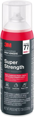 3M Super 77 Multi-Surface Spray Adhesive, 7.35 oz., Low VOC, Quick Bond, Fast Drying, Clear Finish for Foil, Foam, Paper, Metal, Plastic, Fabric, and Cardboard (77-10-NAT)
