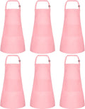 6 Pack Kids Apron Bulk with 2 Pockets Adjustable Chef Art Apron Kids Painting Aprons for Cooking Baking Painting Crafting Grilling Activity（Pink）