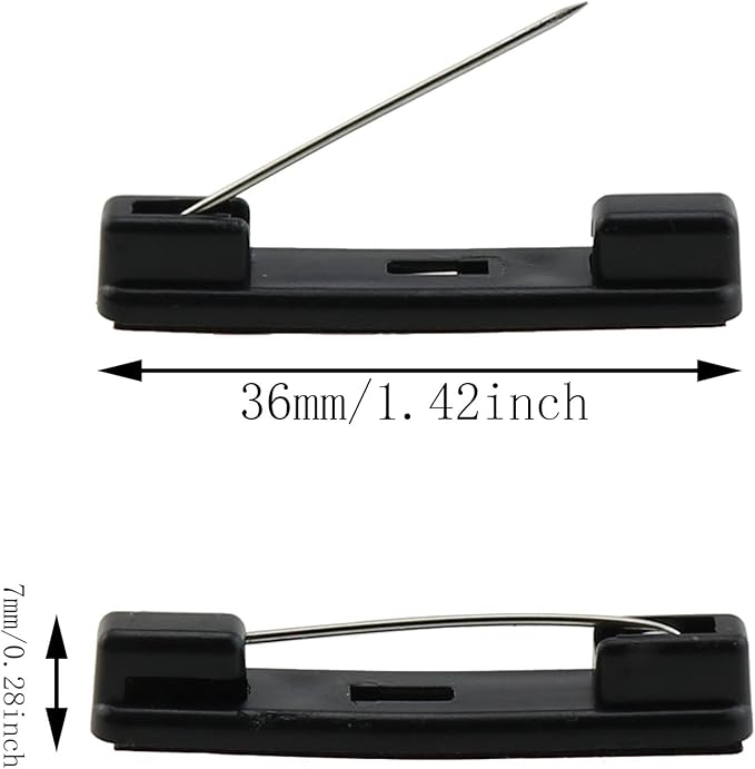 Self-Adhesive Bar Safety Pins E-outstanding 50pcs Black Safety Pin with Adhesive Brooch Back for ID Badges, Ribbons,Nametags and Crafting, Adhesive Badge Crafting Pins