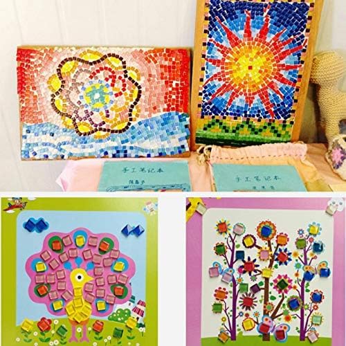 Mixed Color Mosaic Glass Tiles Shine Crystal Glass Pieces Bulk Square Glitter Crystal Mosaic Tiles for Home Decoration or DIY Crafts 200g,1x1 cm (Fruits)