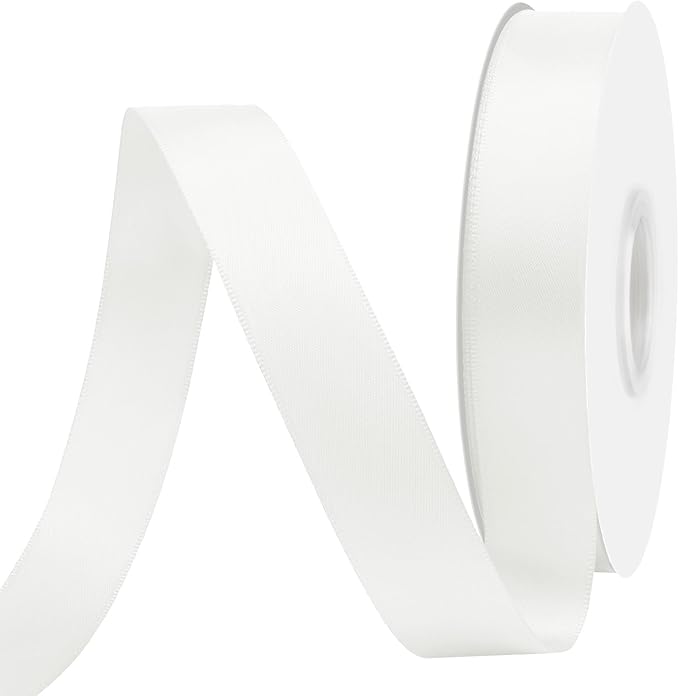 Offf White Satin Ribbon 7/8" X 50 Yards Solid Color Double Faced Ribbons Perfect for Crafts Wedding Decor Bow Making Arts Sewing and More