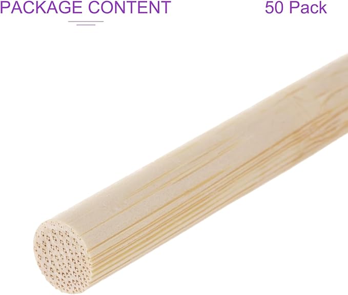 DMiotech 50 Pack 3/8" x 12" Wooden Dowel Rods Unfinished Natural Sticks Wood Craft Sticks for Home Decor Projects and Making DIY Craft,Wood Color