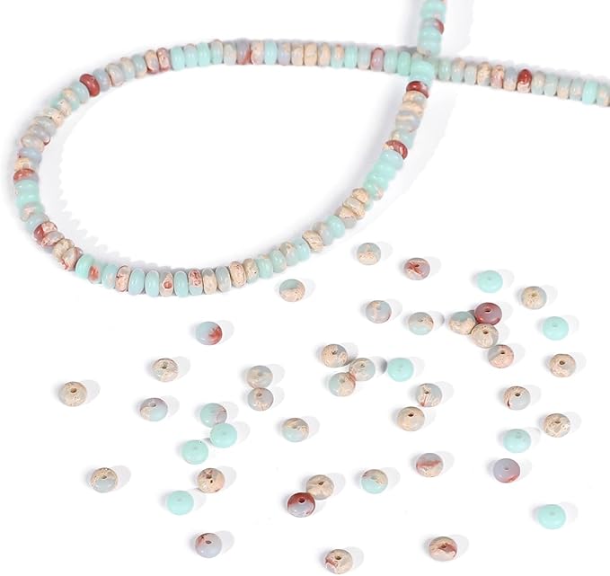 Natural Shoushan Disk Stone Beads 4x2mm 160pcs Rondelle Loose Semi Gemstone Beads for Jewelry Making Design