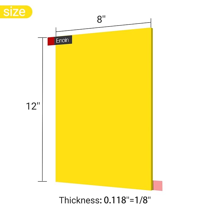 Enoin Yellow Tinted Plastic Sheets - 8x12 inches Colored Acrylic Sheets 1/8 Thick for Laser Cutting DIY Art Craft