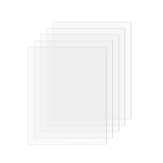 SimbaLux Acrylic Sheet Clear Plexiglass 8” x 10” 0.04” Thick (1mm) Pack of 5 Transparent Plastic Plexi Glass Board with Protective Paper for Photo Frame Replacement, DIY Display Projects, Craft