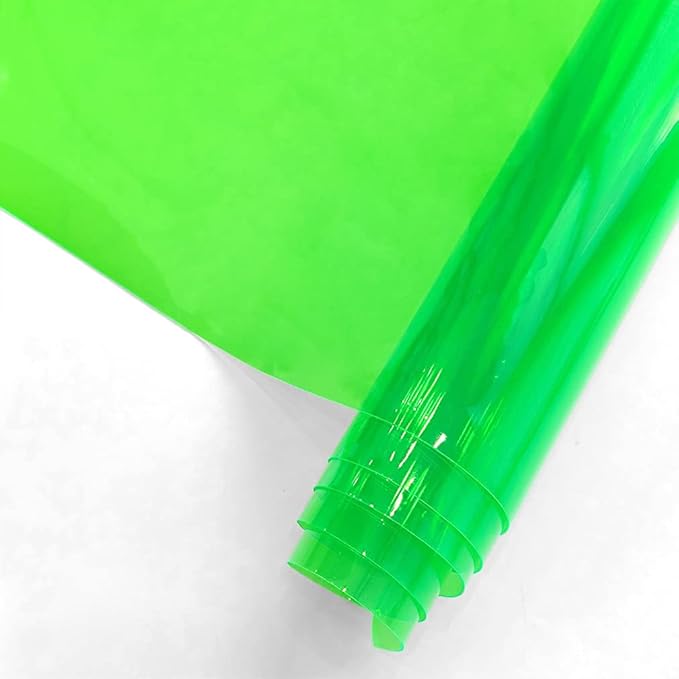HYANG Green Transparent PVC Super Clear Holographic Vinyl Faux Leather Sheets 1 Roll 12" x 47" (30cm x 120cm) for DIY Bows Earrings Bags DIY Crafts Making