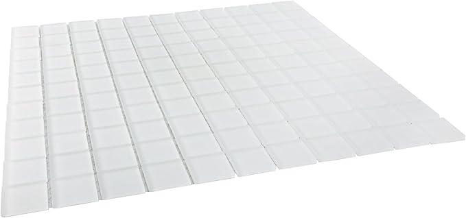 Ice White Matte Glass Square Mosaic Tile 1" x 1" – 10 Sheets for Backsplash, Bathroom, Shower, or Pool - Not Peel & Stick – 9.67 sq. ft./Case - Water-Resistant Indoor Outdoor Decorative Tile