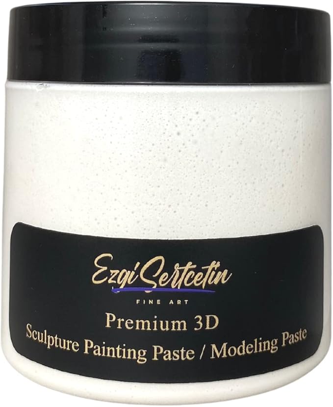 3D Sculpture Painting Paste|Texture Paste|Decorative Plaster|Ready to Use|Unique Colors|Ideal for Artwork|Stencil|Flowers|Texture|Art Relief| 6 oz (Metallic White)