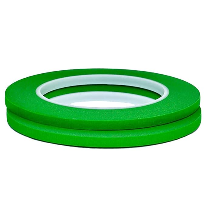 QDiShi 2 Pack 1/4" inch x 60yd Green Painters Tape Easy Removal Thin Narrow Finishing Masking Tape Painting Tape Wall Tape, No Residue and Good Adhesive (0.25 in 6MM)