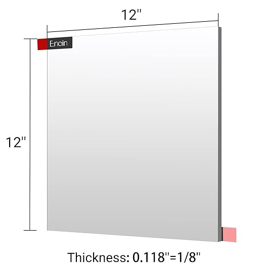 Enoin 1Pack 12 x 12 Inch Silver Mirror Acrylic/Plexiglass Sheet 0.118'' 1/8'' Thick, Non Glass Safety Reflective Mirror Sheet Laser Board Panel for Home and Commercial Use, DIY Craft, Wall Decor