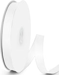 50 Yards 5/8 inch Grosgrain Ribbon, Solid Color Fabric Ribbon Perfect for Gift Wrapping, Wedding, Handmade Bows, Floral Bouquets and Party Decoration(White)