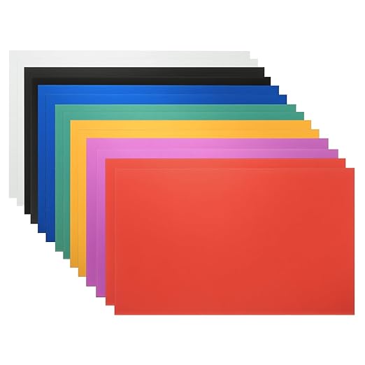 PATIKIL 5x8 Inch Anodized Aluminum Sheet Metal, 14Pcs Laser Plates Engraving Blanks 0.5MM Thin Rectangle for Crafting DIY House Laser Engraving, Silver/Black/Blue/Green/Yellow/Red/Purple