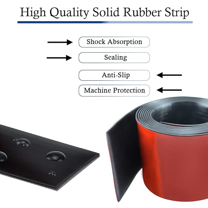 Neoprene Rubber Strips Self Adhesive Solid Rubber Sheets, Rolls & Strips for DIY Gaskets Crafts Pads Seals Warehouse Flooring Neoprene Sheet with Adhesive Backing (6" Wide x 1/8" Thick x 40' Long)