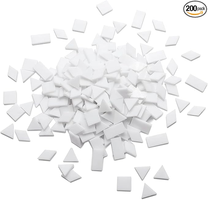 Lanyani Multi-Color Glass Mosaic Tiles - Mixed Shapes, 200 Pieces, Regular White