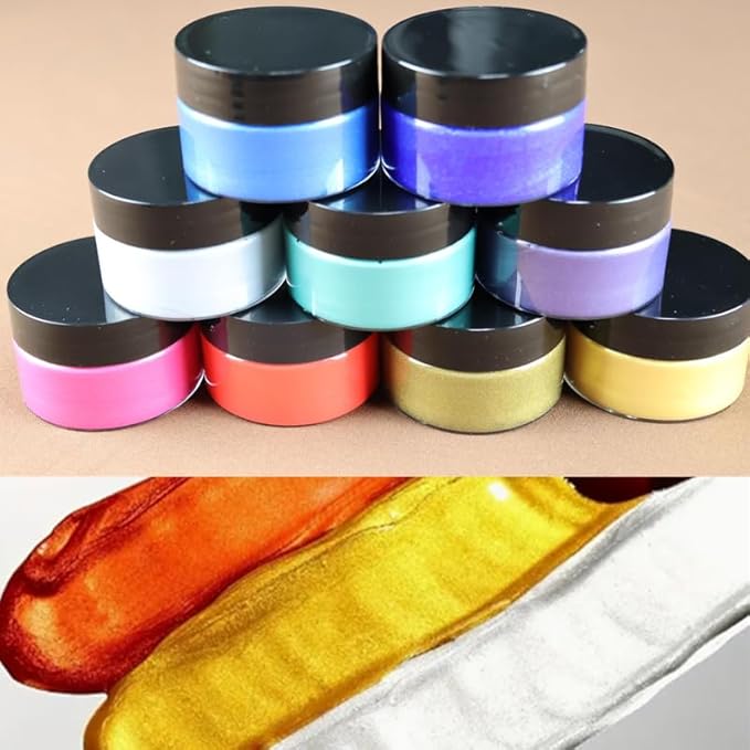 Shimmer Metallic Acrylic Paint Metallic Chalk Paste 1.7oz/50ml, Ideal for Wood/T-Shirts/Glass/Stone, DIY Crafts Projects Glitter Pearlescent Yellow Golden Pigment Suitable for Beginners Artists