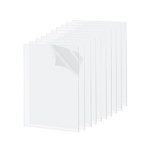 10 Pack 7.87x9.84 Clear Acrylic Sheet 1mm Thick, Clear Plexiglass Sheet 20x25cm, Plastic Plexiglass Board Acrylic Board for Wall Crafts Glass Picture Frame DIY Projects Signs and Painting
