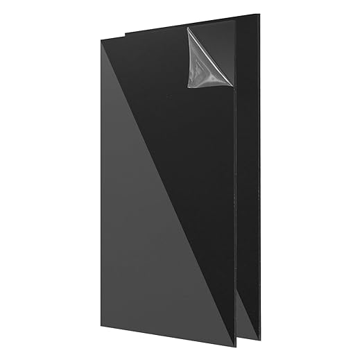 uxcell 2Pcs Acrylic Sheets 12x8 Inch Acrylic Panel 1/8 Inch-3mm Plastic Board for Picture Frames Sign Holders DIY Display Projects Craft, Clear Black