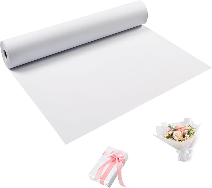 White Wrapping Paper Roll 18"x 1200" Craft Paper Roll for Drawing Painting Art Supplies, White Paper for Easel Poster Bulletin Board, Kraft Paper Roll for Packing Moving, Gift Wrapping