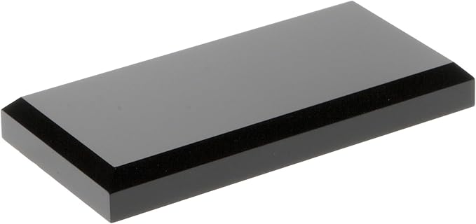 Plymor Black Acrylic Rectangular Beveled Display Base, 4" W x 2" D x 0.5" H, Pack of 3