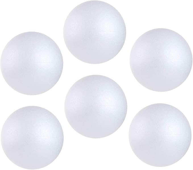 CCINEE 6PCS 6 Inch White Foam Balls Polystyrene Craft Balls Foam Balls for Art, Craft, Household, School Projects and Christmas Easter Party Decorations Supply