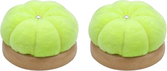 Uxney Pin Cushion,Wooden Sewing Pin Cushion Pincushion Needle Cushion for Sewing Quilting Needlework DIY Crafts(Fluorescent Yellow,2 PCS)