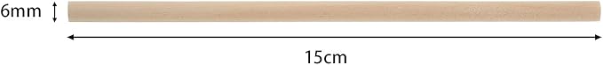 EBOOT 100 Pack Unfinished Natural Wood Craft 6 x 1/4 Inch Wooden Dowel Rods