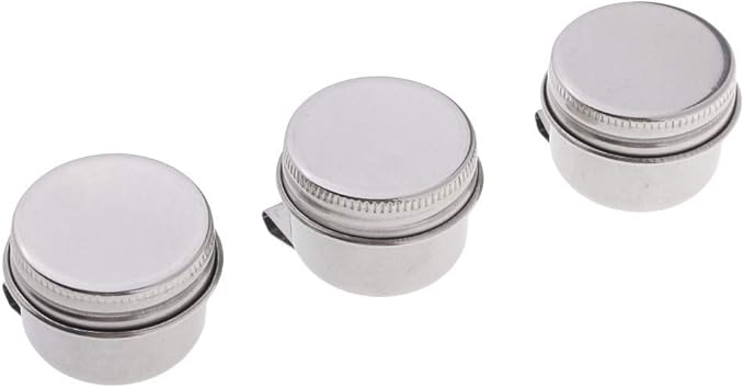 3 Piece Single Dipper Palette Cups Stainless Steel Palettes Container Cup with Clip and Lid fit for Drawing (A)