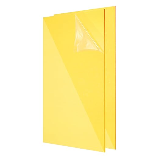 uxcell 2Pcs Acrylic Sheets 12x8 Inch Acrylic Panel 1/8 Inch-3mm Plastic Board for Picture Frames Sign Holders DIY Display Projects Craft, Clear Yellow