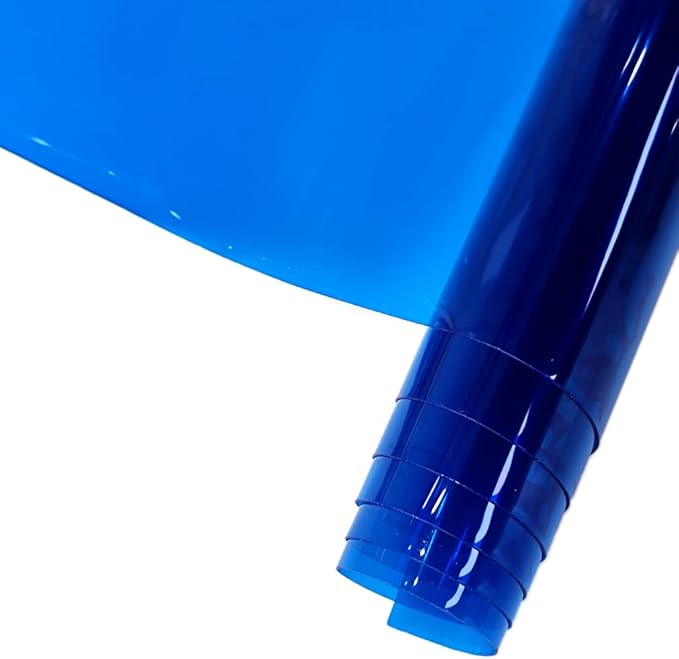 HYANG Blue Transparent PVC Super Clear Holographic Vinyl Faux Leather Sheets 1 Roll 12" x 47" (30cm x 120cm) for DIY Bows Earrings Bags DIY Crafts Making
