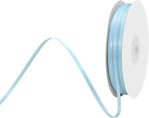 1/8 Inch X 100 Yards Lt Blue Satin Thin Ribbon Solid Color Double Faced Ribbons Perfect for Crafts Wedding Decor Bow Making Arts Sewing and More