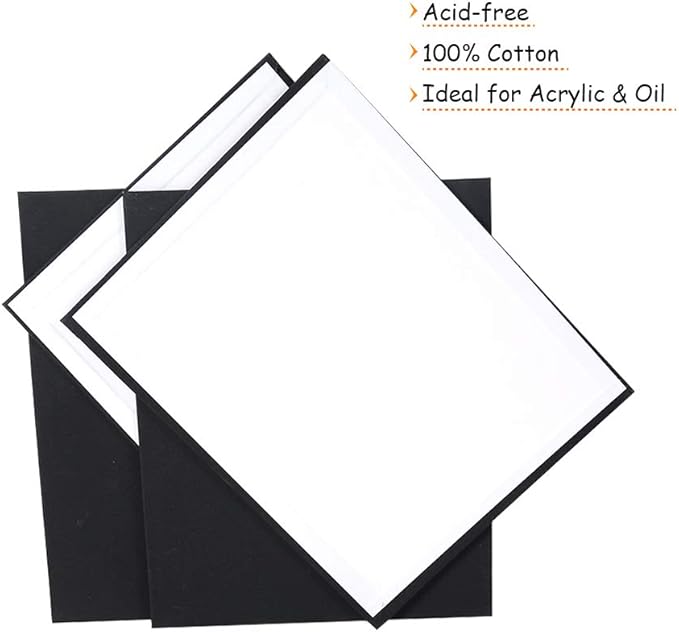 CONDA Black Canvases for Painting, Canvas Panels 8x10 inch, Pack of 14, 100% Cotton Acid-Free, 8 oz Gesso-Primed, Art Boards for Oil & Acrylic Painting
