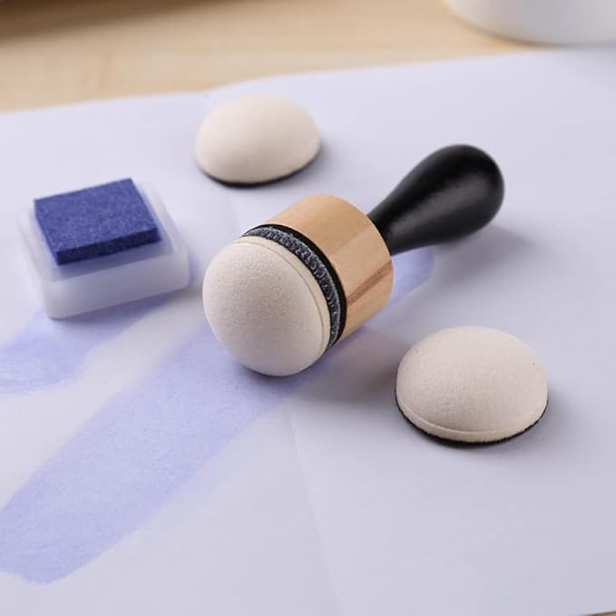 CYFUN DESIGN Mini Ink Paints Mixing Blending Tools with Foams Replacement Refill Foam Set Painting Drawing Art Supplies Handle Ink Tools Crafting Project Scrapbooking Supplies