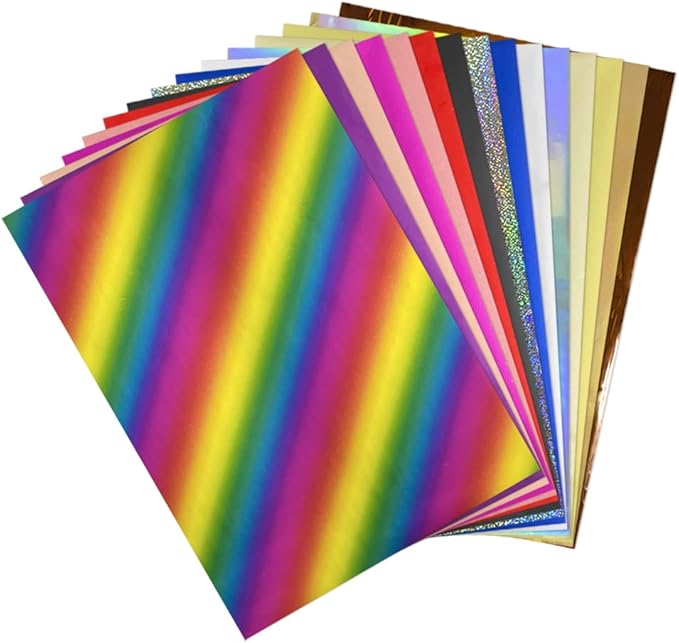 50 Sheets Toner Reactive Foil Sheet for Crafts Paper Holographic Heat Transfer Craft Foil Paper for Scrapbooking Stamping Cardstock Heat Transfer DIY Crafts Accessories 7.9 x 11.4inch