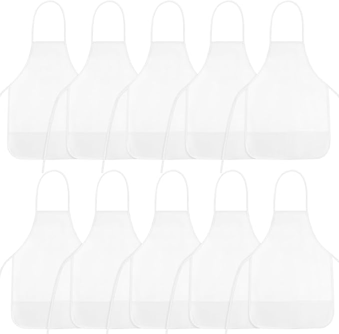 NACHLYNN 10/20/30 Pcs Kids Painting Apron Kid Art Aprons Toddler Paint Apron Smock with 2 Pockets for Cooking Painting Craft