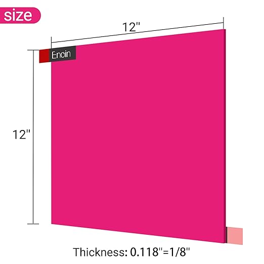 Enoin 2 Pack 12x12 Inches Pink Non Transparent Acrylic/Plexiglass Sheet 0.118'' 1/8 Thick, Plastic Sheet Colored Board Panel for Glass, DIY, Painting, Art Craft