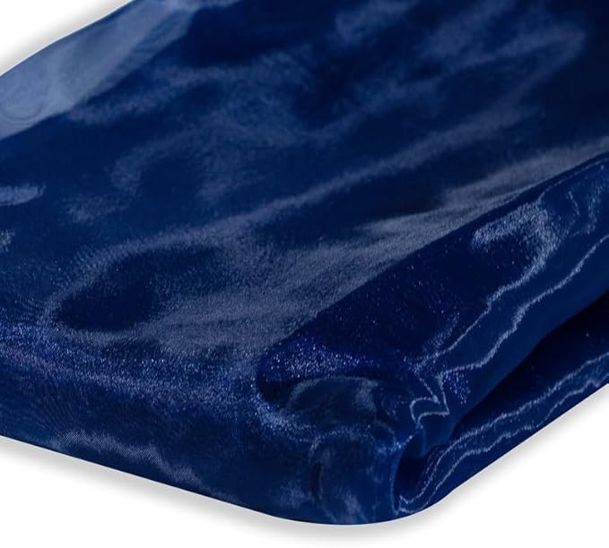 Fynite Navy Blue Organza Fabric by The Yard | 5 Yard Long | 44" Wide | Bridal Soft Sheer Organza Tulle for DIY Wedding Dress Fashion Craft Decorations
