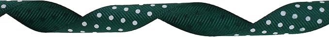 Polka Dot Grosgrain Ribbon 25 Yard Each Roll 100% Polyester (5/8", Dark Green)