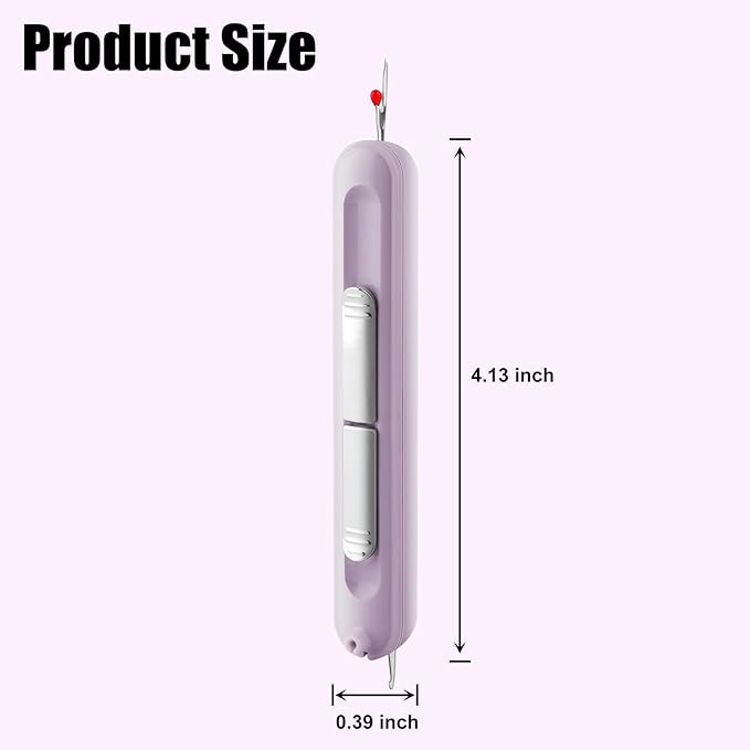Needle Threaders, 2 in 1 Plug-in Needle Threader Seam Ripper Tool, Automatic Stretchable Seam Rippers for Sewing, Hand Quilling Supplies,Embroidery Stitch Removal (Purple/Green)
