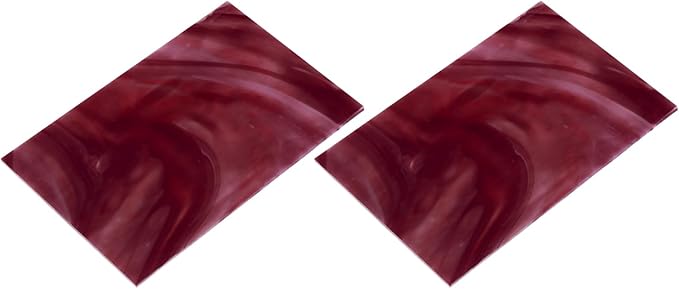 MECCANIXITY 2 Pcs Stained Glass Sheet Mosaic Tile 7.9 Inch x 5.9 Inch Dark Red Stained Glass Sheets for Crafts DIY Art Project