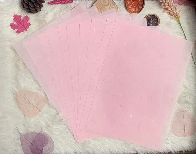 50 Sheets A4 Natural Fiber Mulberry Tree Mulberry Paper Sheets Art Tissue Washi Paper Design Craft Art Origami Suppliers Card Making DIY Crafts (Wedding Tone, A4)