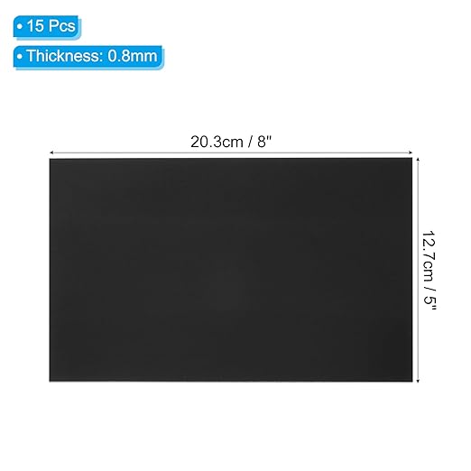 PATIKIL 5x8 Inch Anodized Aluminum Sheet Metal, 15Pcs Laser Plates Engraving Blanks 0.5MM Thin Rectangle for Crafting DIY House Laser Engraving, Black
