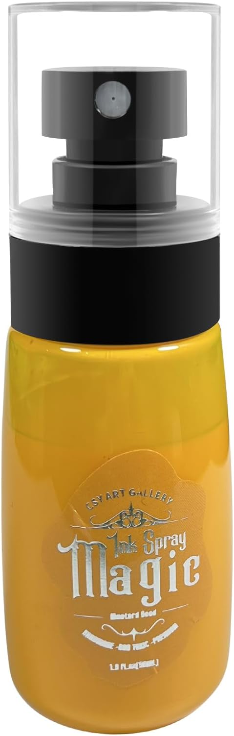 Csy art gallery Oxide Ink Spray-Water Reactive Dye Pigment-Acrylic Ink Spray for Sticky Back Canvas, Wood, Paper, Clay,Create Backgrounds On Cards (Mustard Seed)