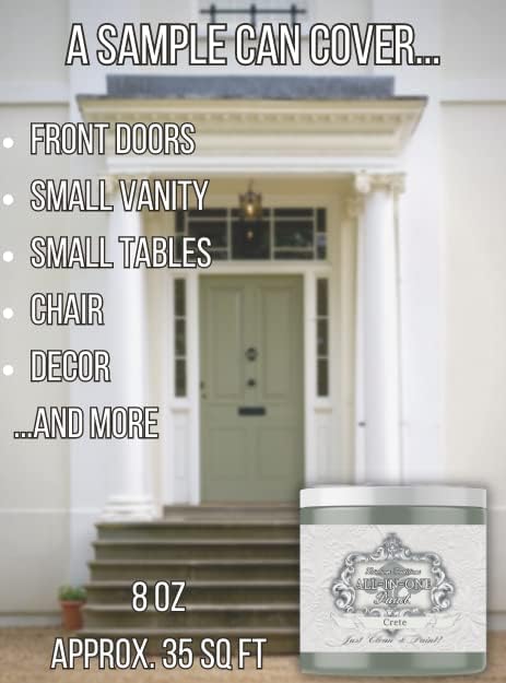 ALL-IN-ONE Paint, Durable cabinet and furniture paint. Built in primer and top coat, no sanding needed. Includes our 30 featured color card - Envy (slate green), 8oz Sample